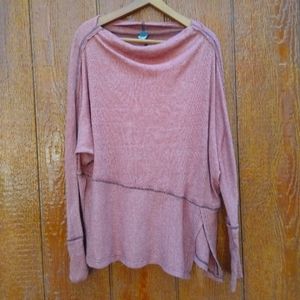 We The Free Split Longsleeve Boat Neck Sweater Fall Burnt Orange Brown Comfy XS